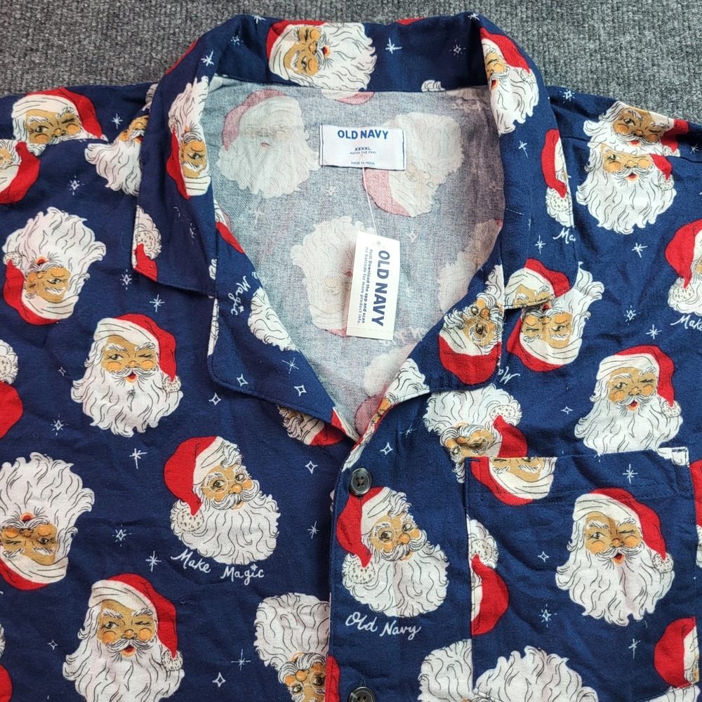 Old Navy Santa Claus Sleep Pajama Top XXXXL Christmas Shirt Long Sleeve NWT
